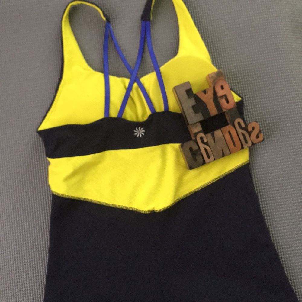 ATHLETA Workout Tank in Black/Chartreuse/Blue - Picture 4 of 8